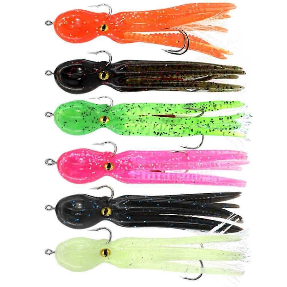 Octopus Swimbait mit Rock Tail, 6 Stück Octopus Swimbait Soft Angelköder mit Haken, Squid Jigs, Kunstköder für das Meeresangeln im Salzwasser