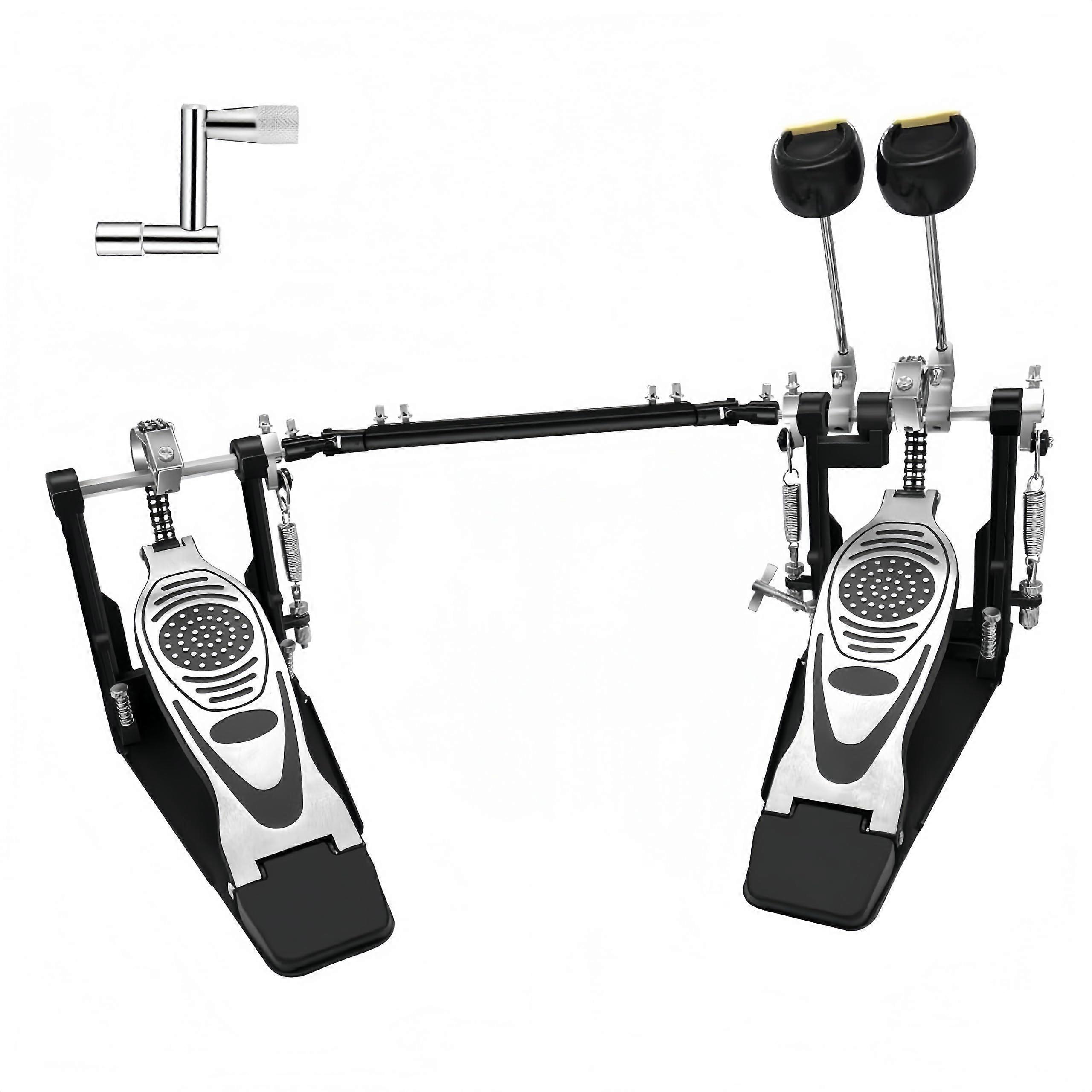 Double Bass Drum Pedal, Double Chain Drive Kick Pedal with Adjustable Beater Drum Key