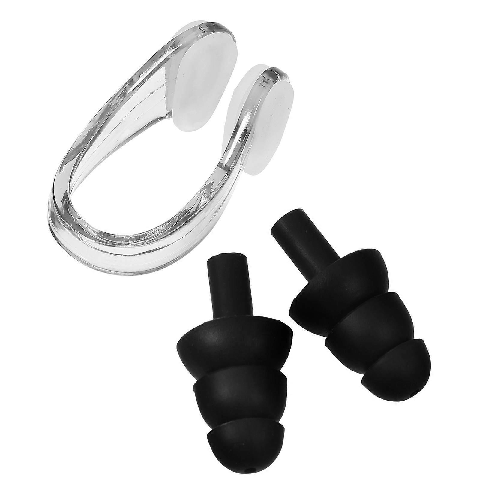 Durable Lightweight Ear Nose Clip for Swimming – Comfortable Adult Swim Gear, Black