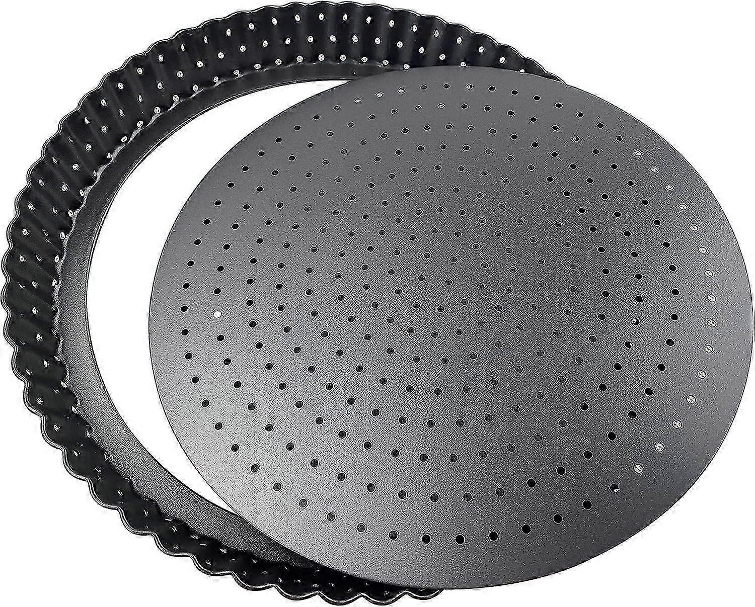 Non-stick Tart And Quiche Pan With Holes, 9 Inch Perforated Tart Pans With Removable Loose Bottom, Round Versatile Fluted Pie, Pizza Flan Pan, Cake Mo
