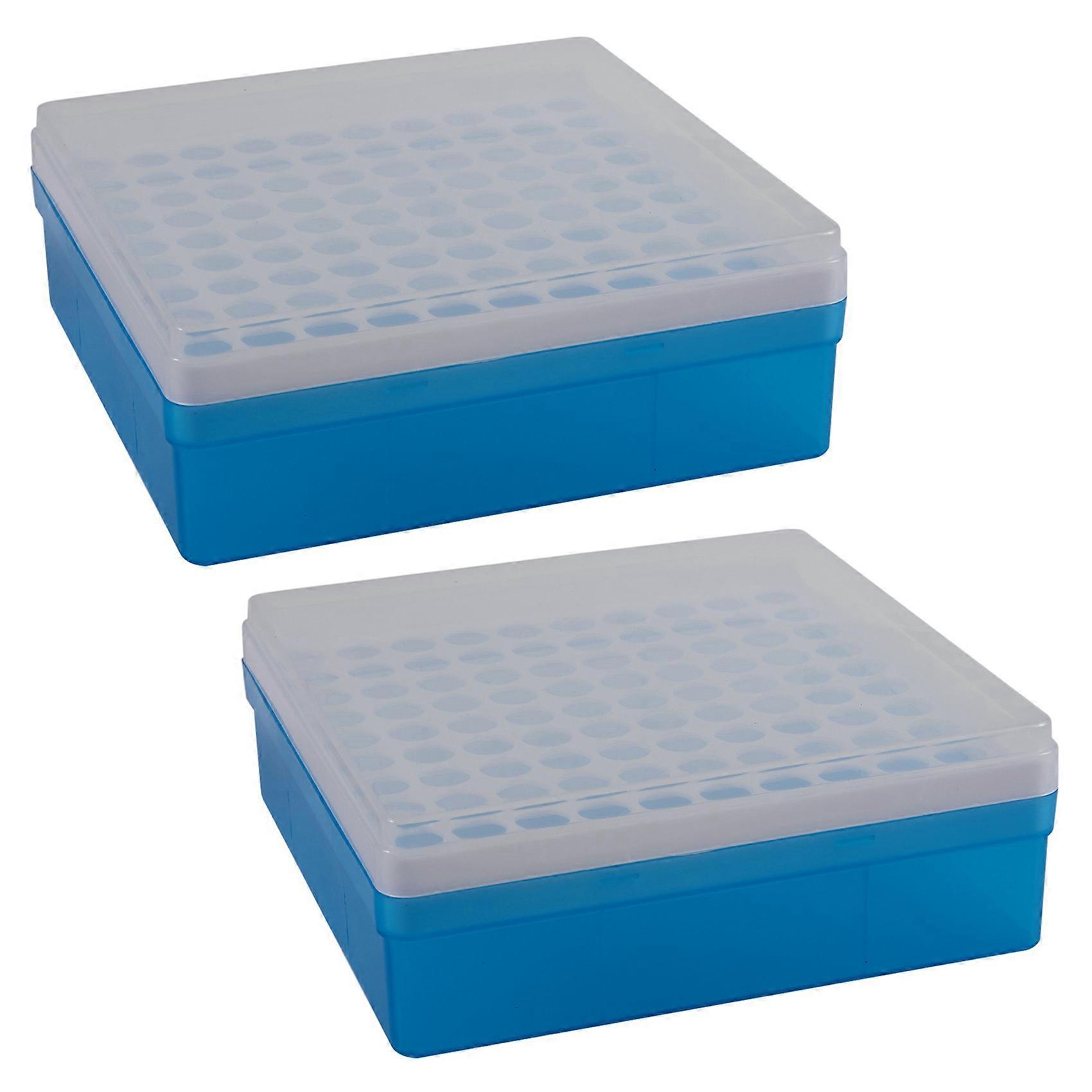 2X Plastic Square 100 Positions Laboratory 1.5Ml Centrifuge Tube Case Box