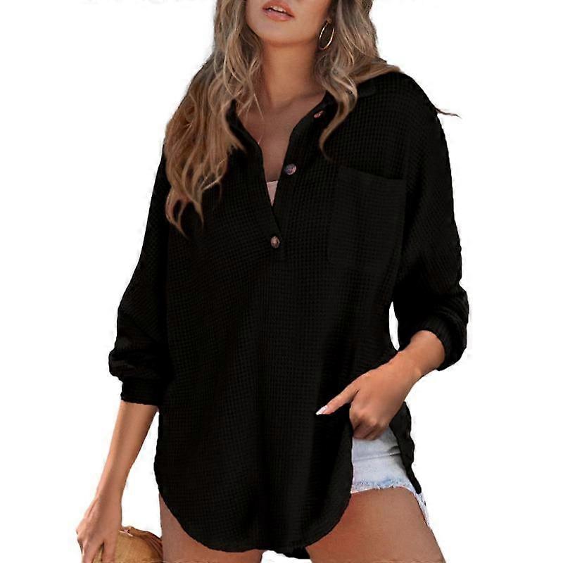 Women's Autumn and Winter Pullover Solid Color Plus Size Waffle Knitwear
