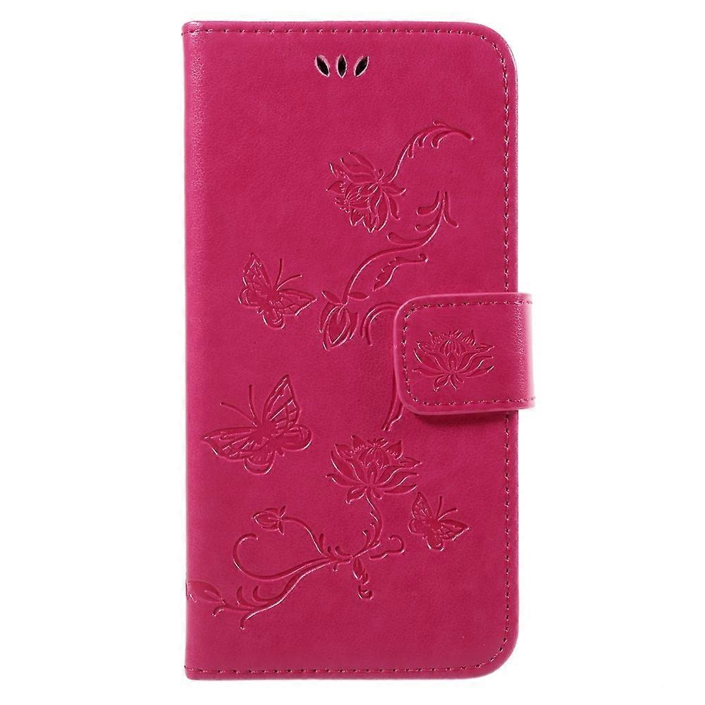 Empreinte papillon fleur magnétique portefeuille PU support en cuir housse de téléphone portable pour Samsung Galaxy J7 (