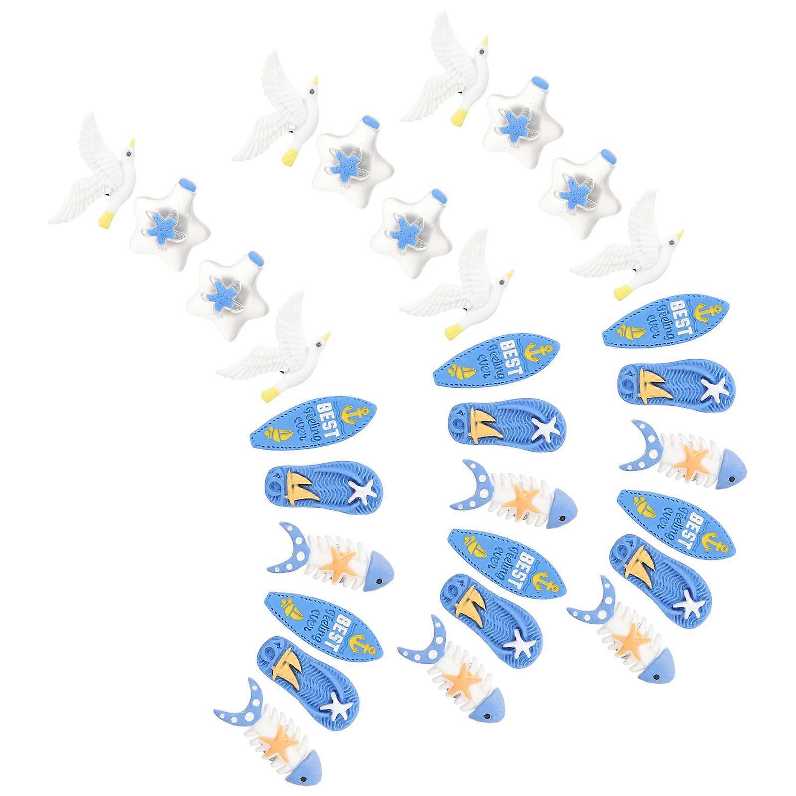Ocean Themed Pushpins for Home and Office Use Assorted Color Resin and Metal 30 Pcs