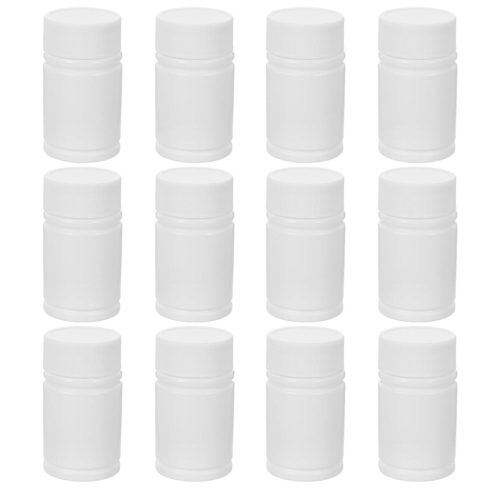 Medication Bottles Small Medicine Container Leak-Proof Refillable Cap Sealing 5.00X2.70X2.70CM White 12Pcs