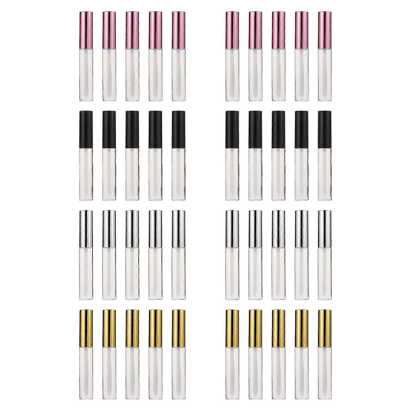 40pcs Empty Lipstick Tubes with Brush Inside Portable ABS Material 10ml