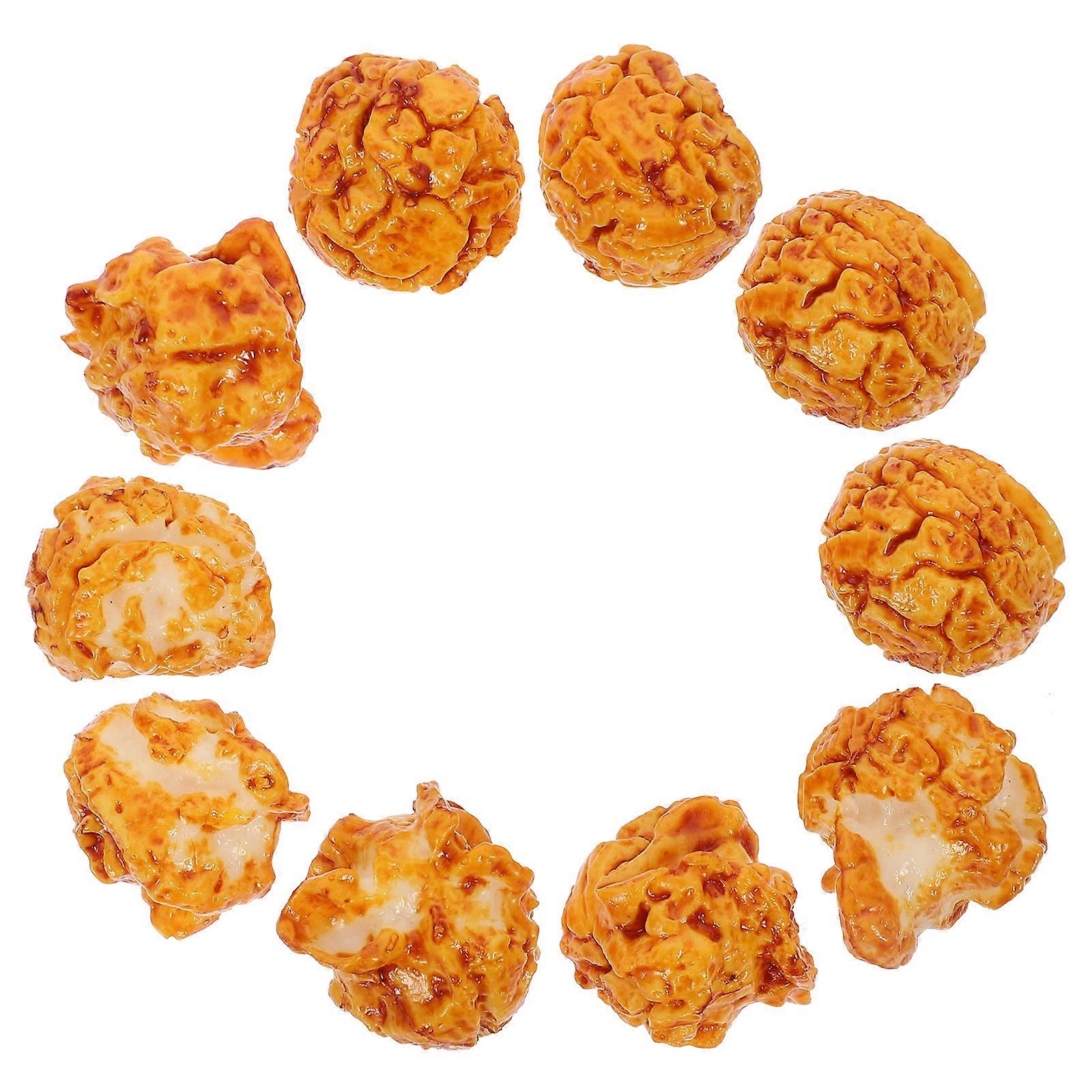 Realistic Fake Popcorn Props for Playing Made of PVC Chocolate Color 10pcs