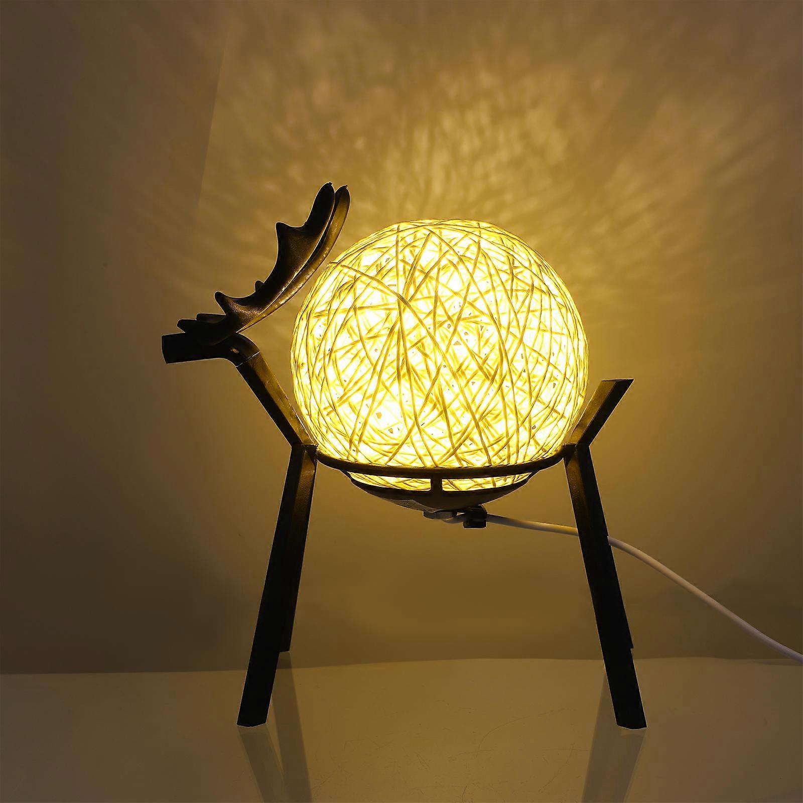 Stylish Rattan Ball Elk USB Night Light for Bedroom Decor with Adjustable Brightness for Relaxation and Comfort