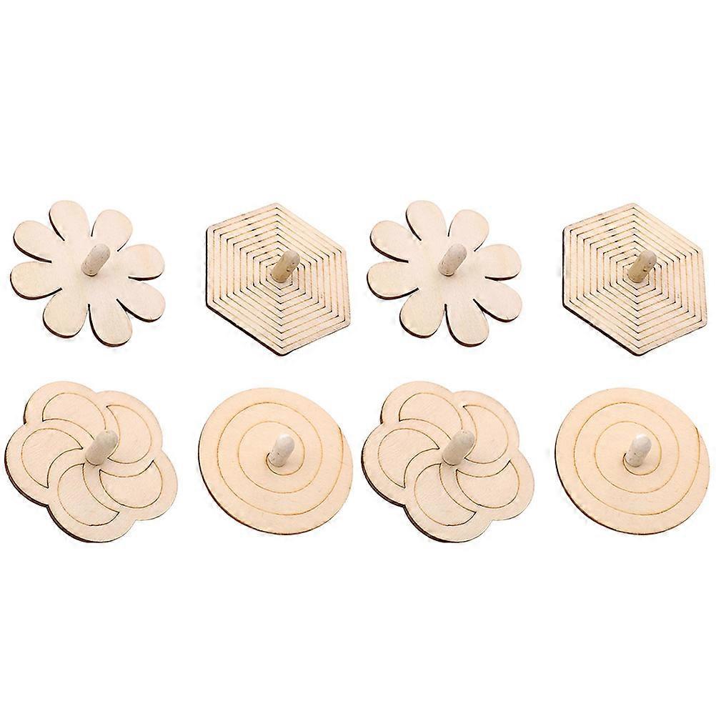 DIY Painting Toy For Children 8Pcs Unfinished Wooden Tops Perfect For Indoor Play And Creative Activities 7X7X4Cm