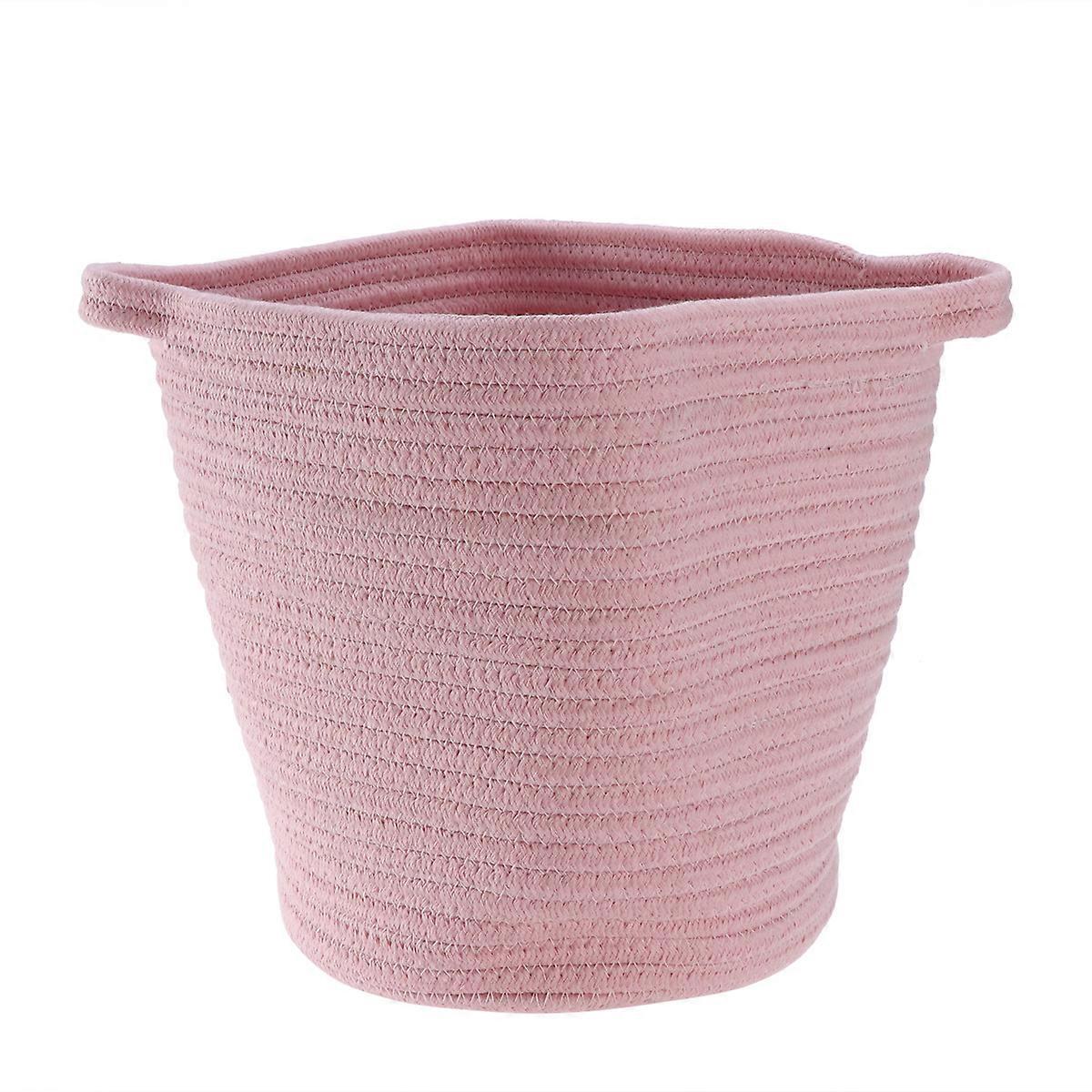 Cotton Storage Bin Pink Laundry Basket Space Saving Organizer for Clothes, Snacks, Crafts – Easy Carry, Clutter Reduction – Ideal for Nursery,