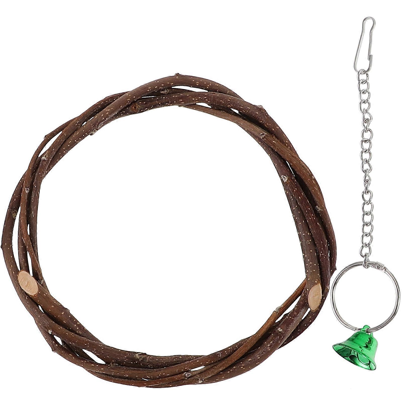 Woven Rattan Bird Ring Swing with Random Bell Color – Cage Accessory for Small Parrots, Budgies, Cockatiels, Conures, and Parakeets