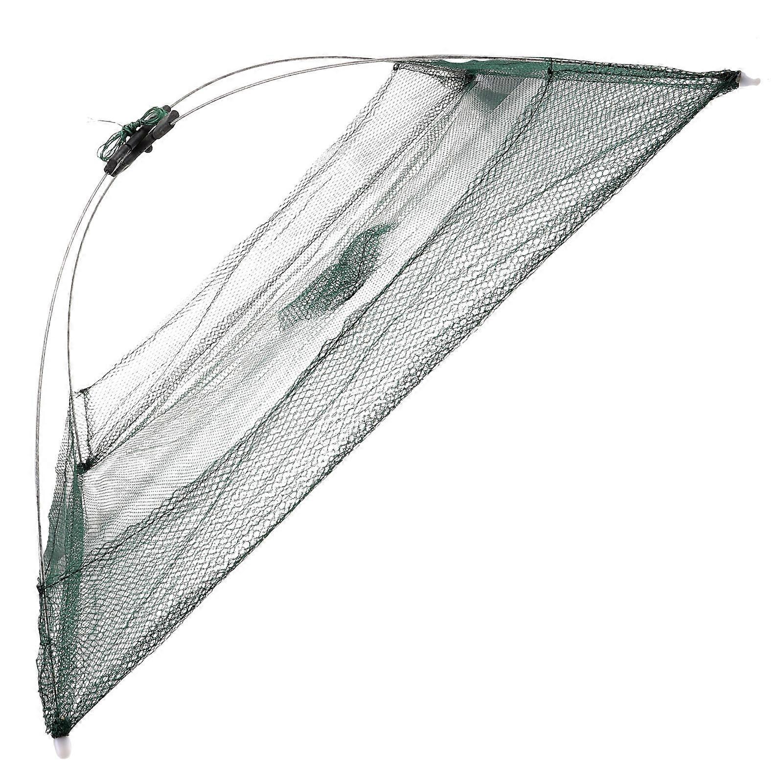 Fish Catching Net Foldable Open Type Large Capacity Outdoor Fishing Equipment Green Suitable For Shrimp Trapping 1Set