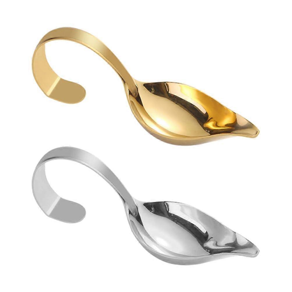 Sauce Drizzle Spoon Set, Stainless Steel, Grey Decorative Drizzling Spoon, Conical Tip, Culinary Precision, 2-Piece