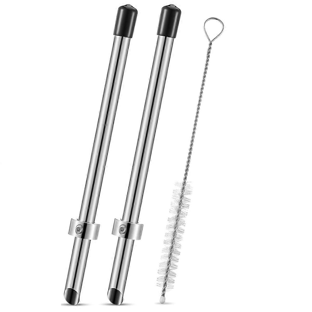 2 Pack Straw Puncher with Brush for Plastic Lids Lemonade Cups, Stainless Steel Straw Hole Puncher