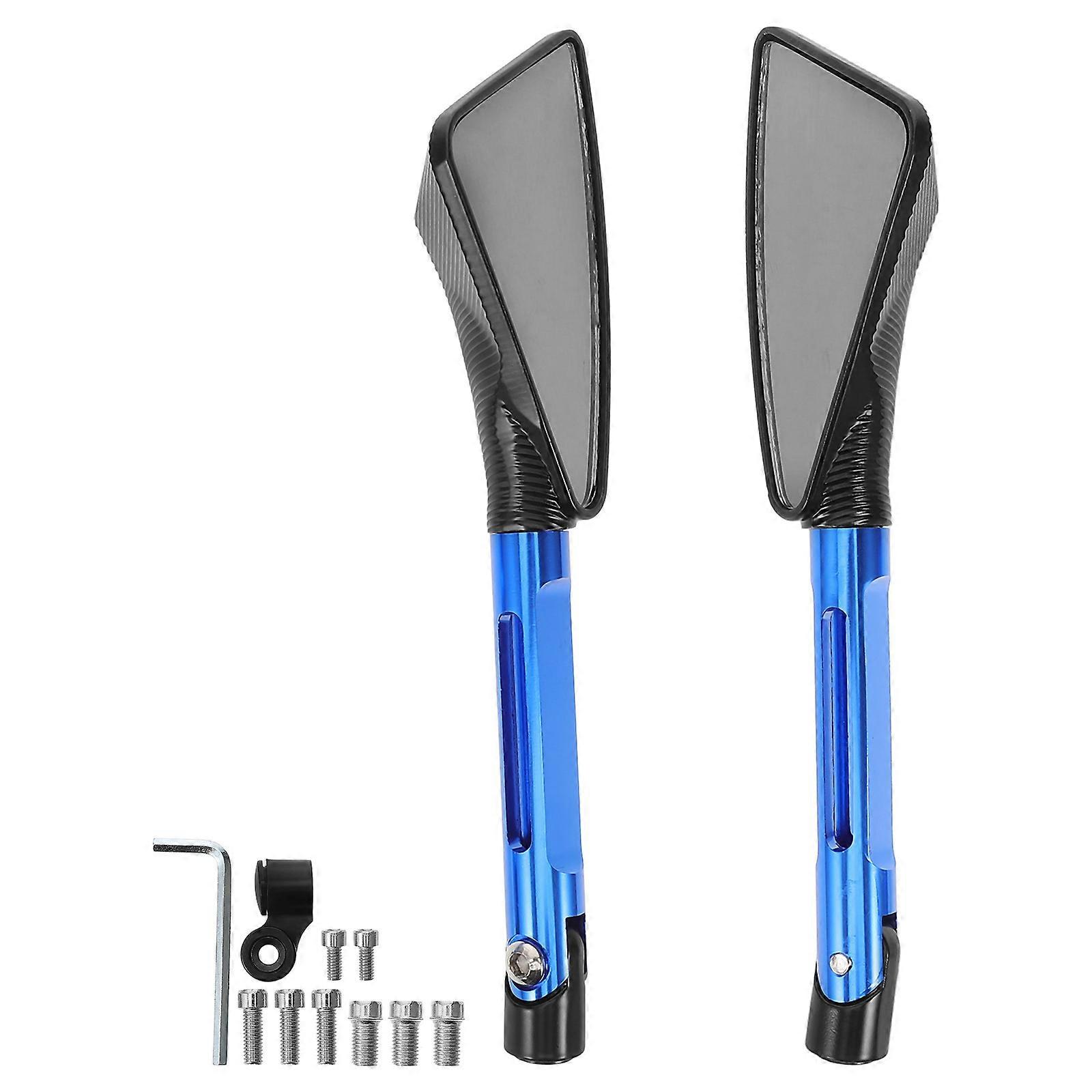 Durable Blue Motorcycle Rear View Mirror with HighDefinition Glass for Handlebars Compatibility