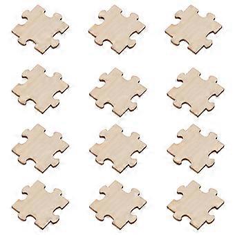 Puzzle Wood Slices Diy Wooden Slices Jigsaw Puzzle Chips for Kids Square Beige 3.00X3.00X0.30CM Decorations 100Pcs