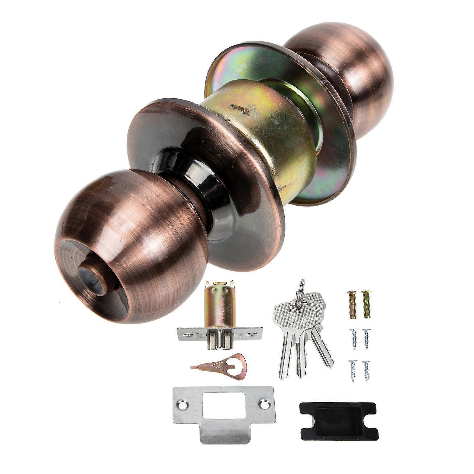Spherical Door Lock Knob Set Stainless Steel Key Entry Handle for Bedroom & Bathroom Ergonomic Round Design, Durable & Practical Replacement