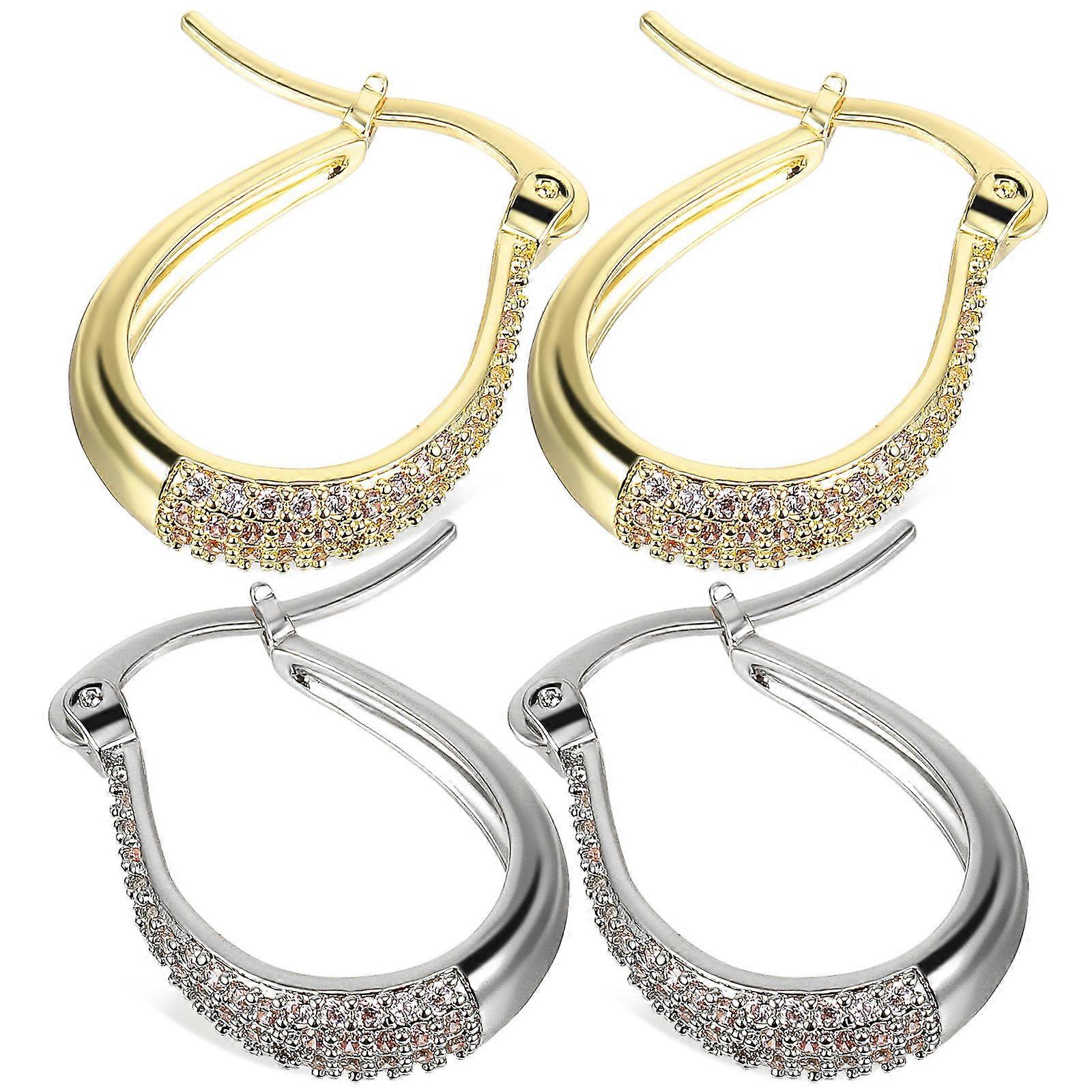 Elegant Assorted Color Hoop Earrings for Women Made of Copper and Zircon with Durable Quality