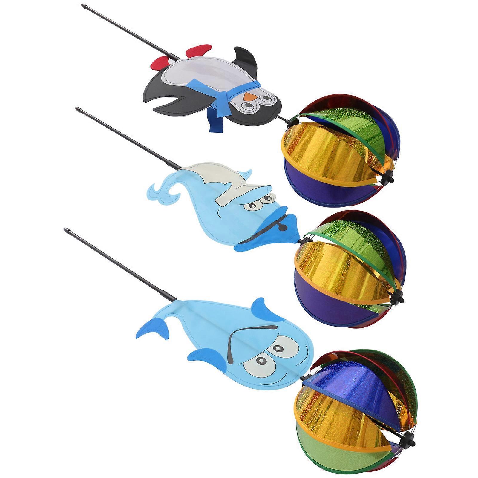 Outdoor Camping Decoration Colorful Three Dimensional Windmill For Garden 3Pcs