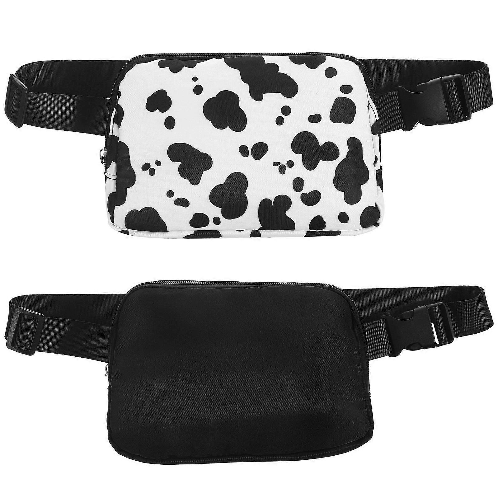 2 Pcs Stylish Lightweight Fanny Pack Sling Bag for Men Women – Multi Functional Waist Crossbody Bag with Unique Cow Pattern Design