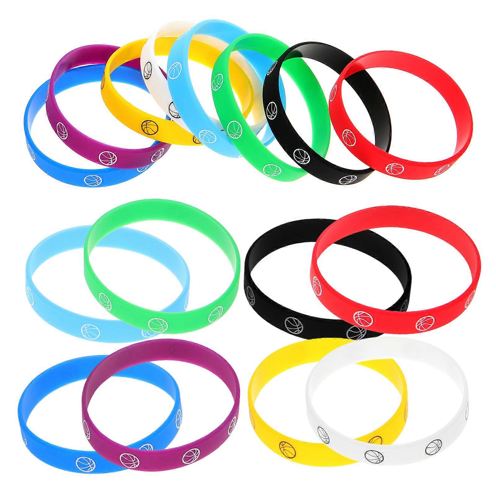 Stretch Silicone Bracelet Unisex Circular Fans Club Members Assorted Color Safe to Use 16Pcs