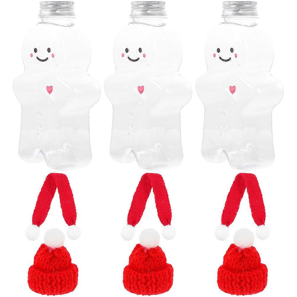 Decorative Milk Bottles For Gift Packaging And Christmas Festivities 350ml Festival Design Gingerbread Man Shape Candy Container 3 Sets
