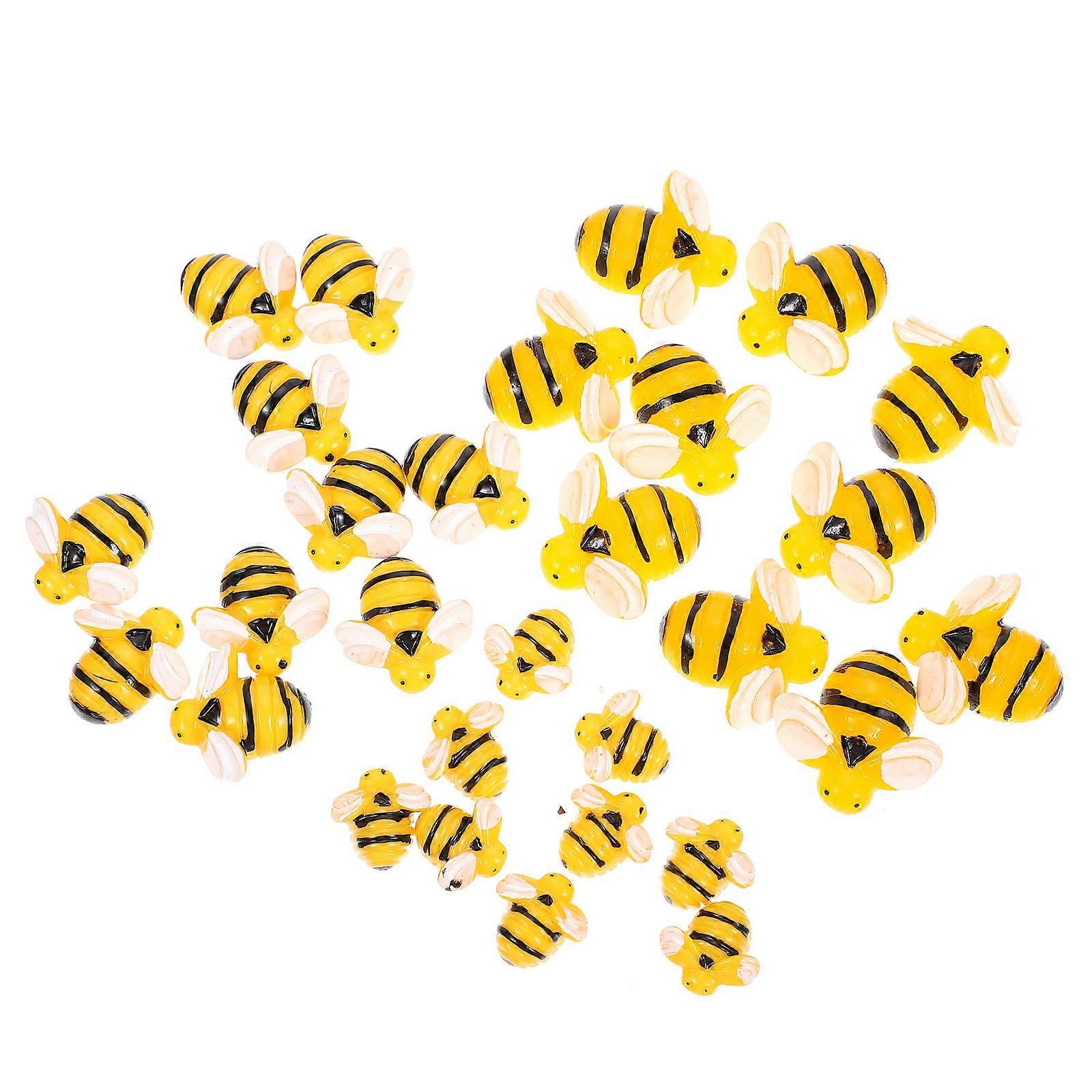 Artificial Bees 30Pcs Craft Bees For Decoration DIY Accessory Picture Frame Hairpin Yellow 2.6 X 2.4 X 1 Cm