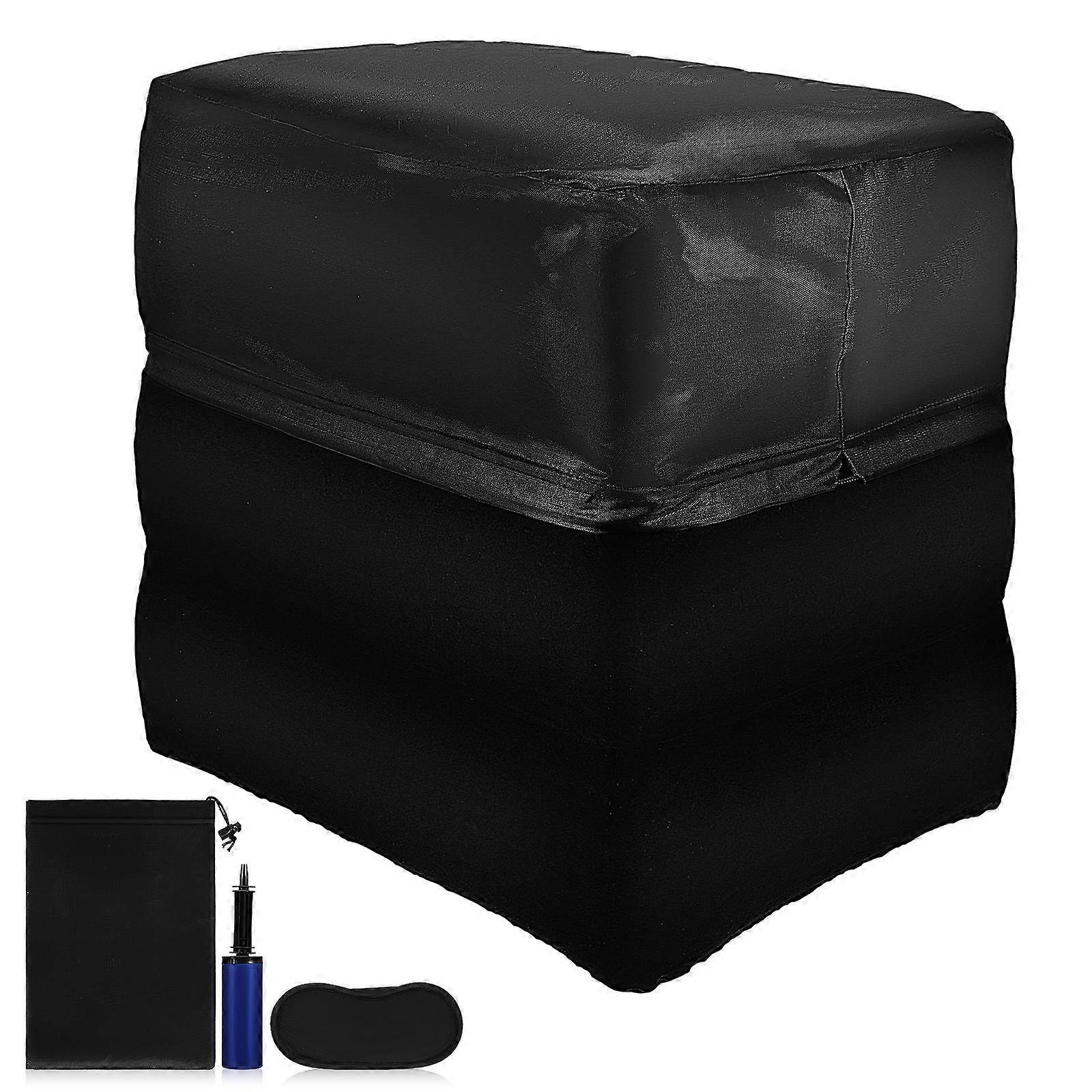 Inflatable Leg Pillow Foot Rest For Home Relaxation 43X40X30CM Black Adjustable Height 1 Set