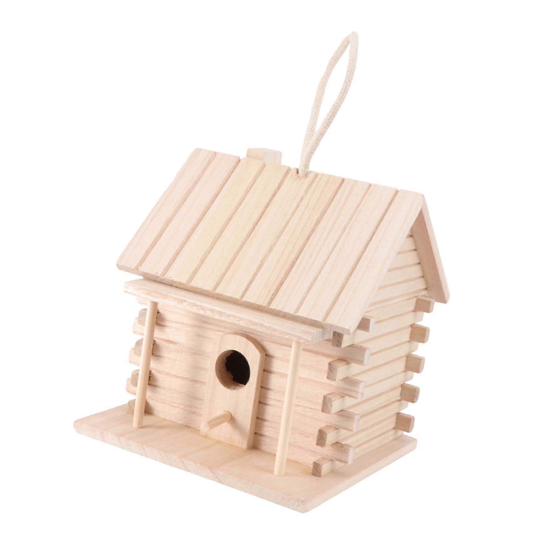 Wooden Nest for Artificial Bird House - Weatherproof Cozy Nesting Place for Canaries, Parrots, and Small Birds, DIY Painting