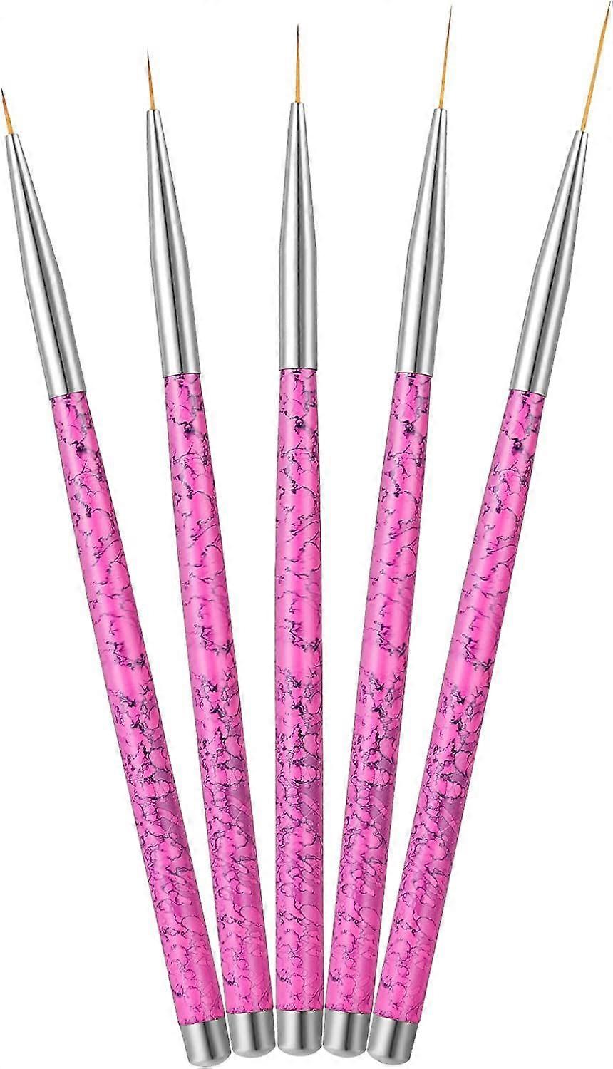 Micro Eyeliner Brushes - Fine Tip Makeup Applicators (Pink, 5pcs)