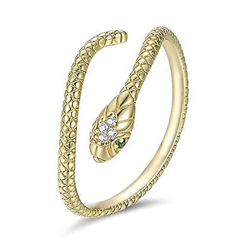 URBAN SHe 18K Gold Plated Silver Wrapped Snake Ring Adjustable Open Ring Punk Gothic