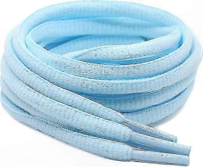 Light Blue Oval Shoelaces, 2 Pairs, Ideal for Athletic and Running Shoes, Durable and Stylish Replacement Laces