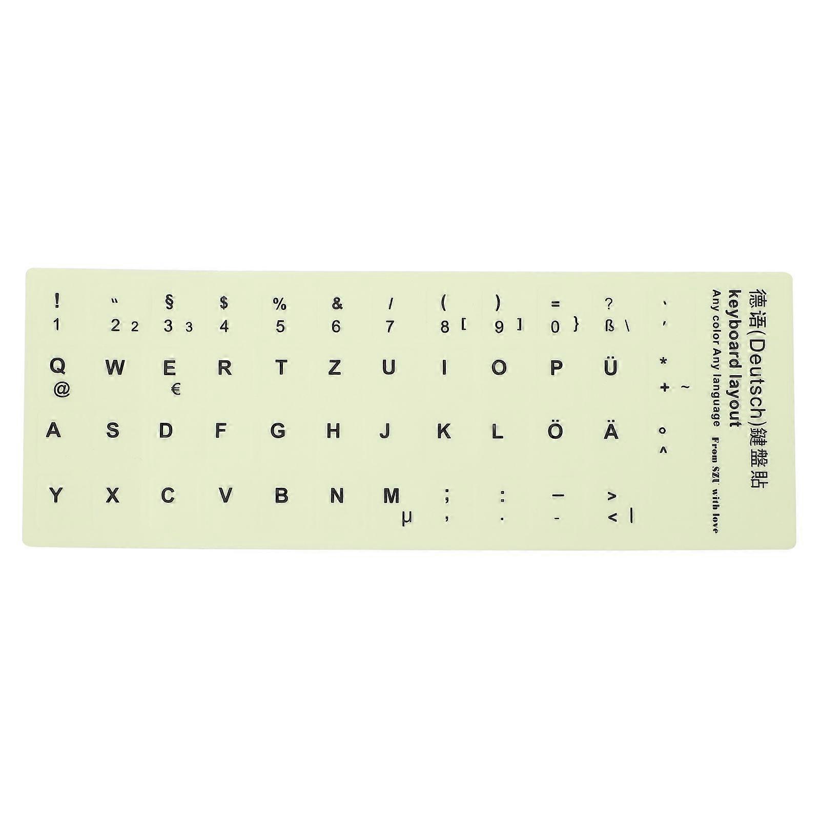 1 Sheet Glow In The Dark Keyboard Sticker German Keyboard Replacement Sticker