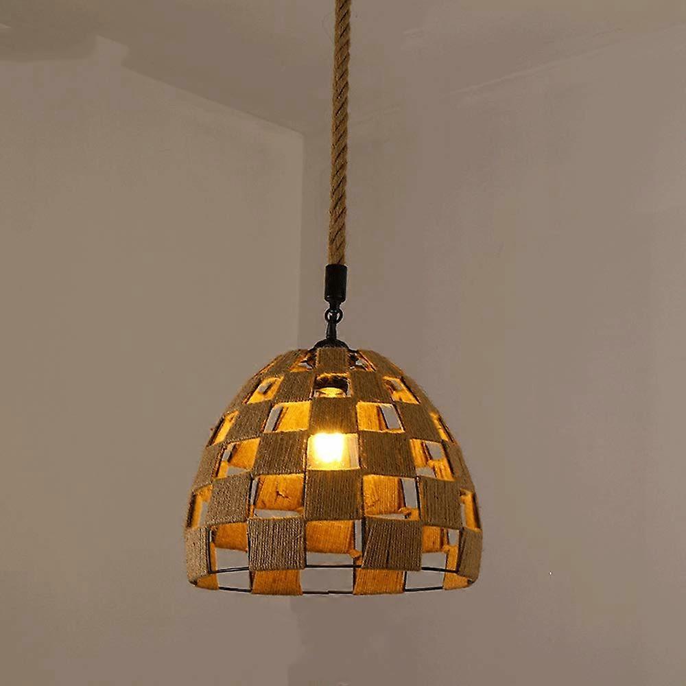 Vintage Lampshade E27 Base Wire Rope-Wrapped Hemp Rope Pendant Lamp Holder For Ceiling Light Iron Chandelier