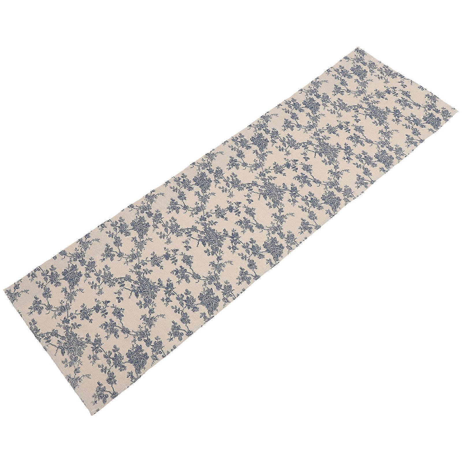 Light Filtering Short Curtain for Bedroom Windows Blue Cotton and Polyester Window Covering 1Pcs