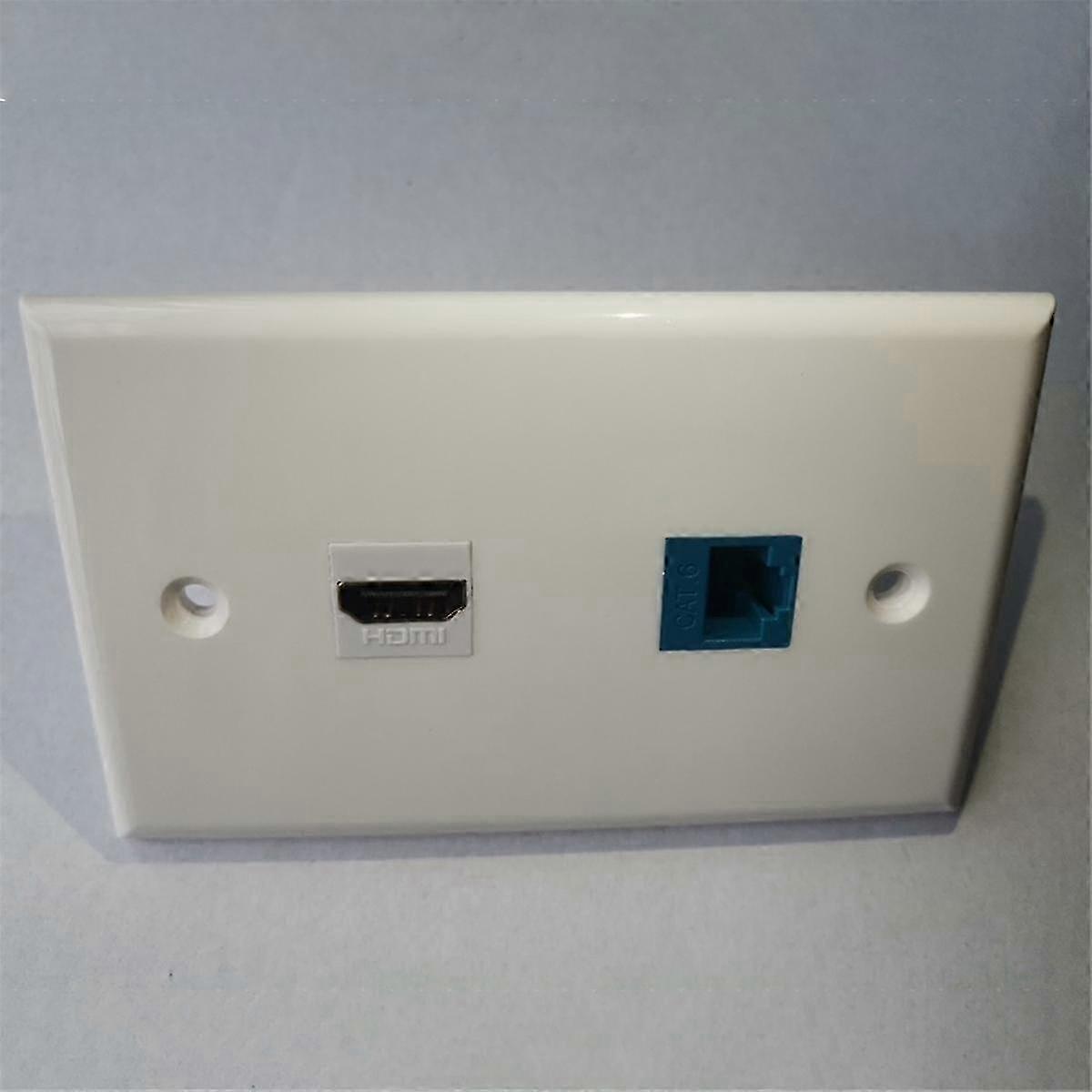 1Pack 2-Port Cat6 Compatible Wall Plate with Inline Female to Female Coupler Insert Wall Plate for Network Connection