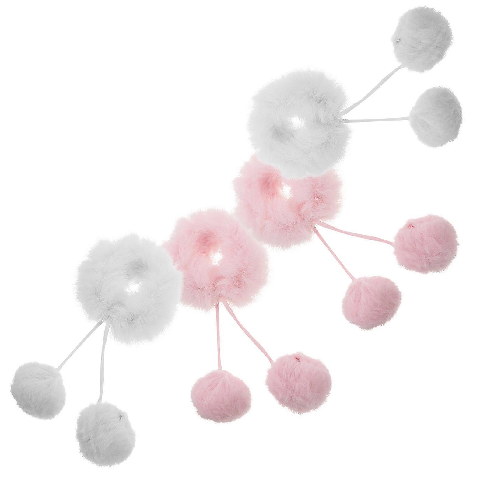 Hair Ties Soft Elastic Bands for Ponytails 4Pcs Fluffy Scrunchies