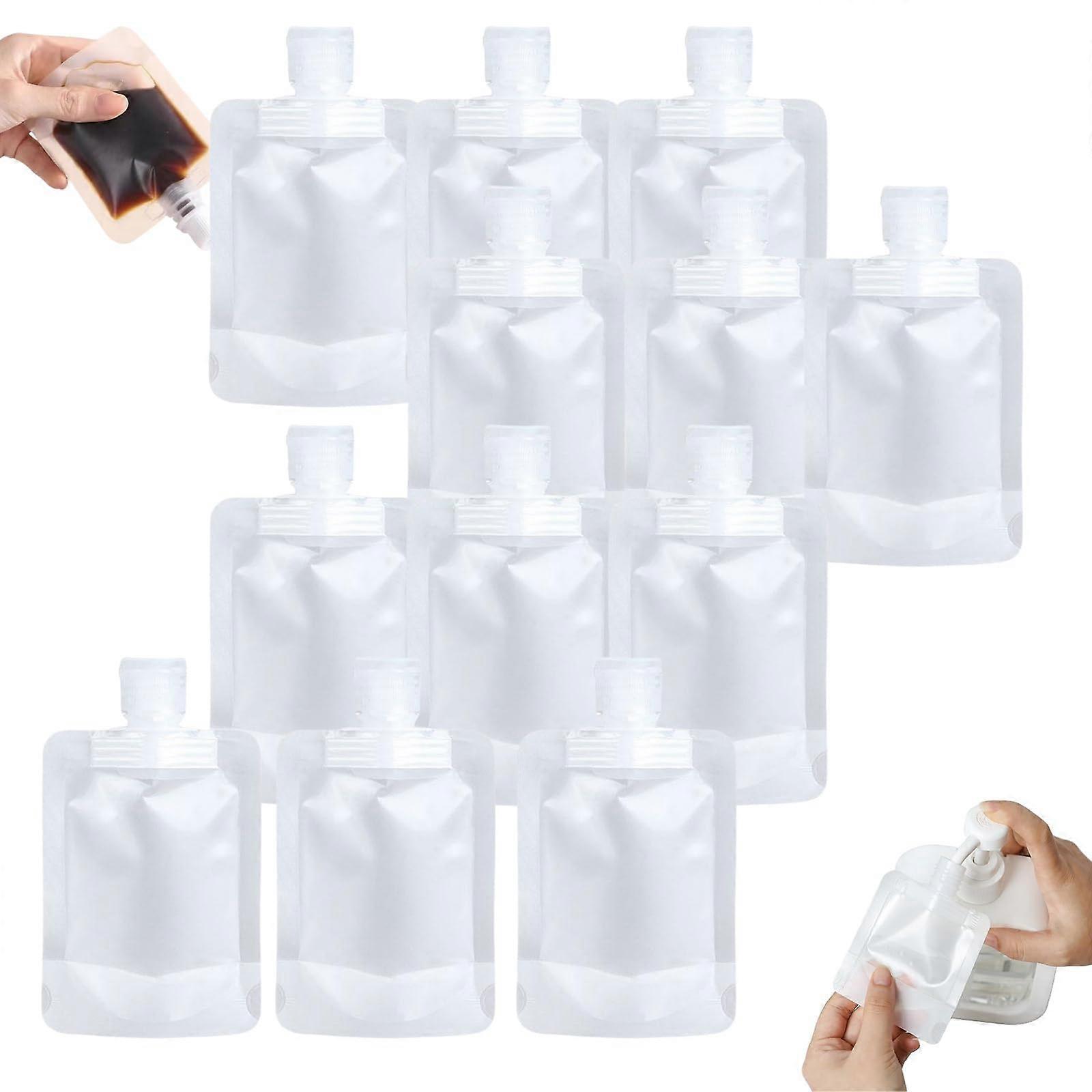 Reusable Plastic Pouches 12 Count Squeeze Bulk Portable Leak-Proof Beverage Bags for Camping Hiking and Picnics