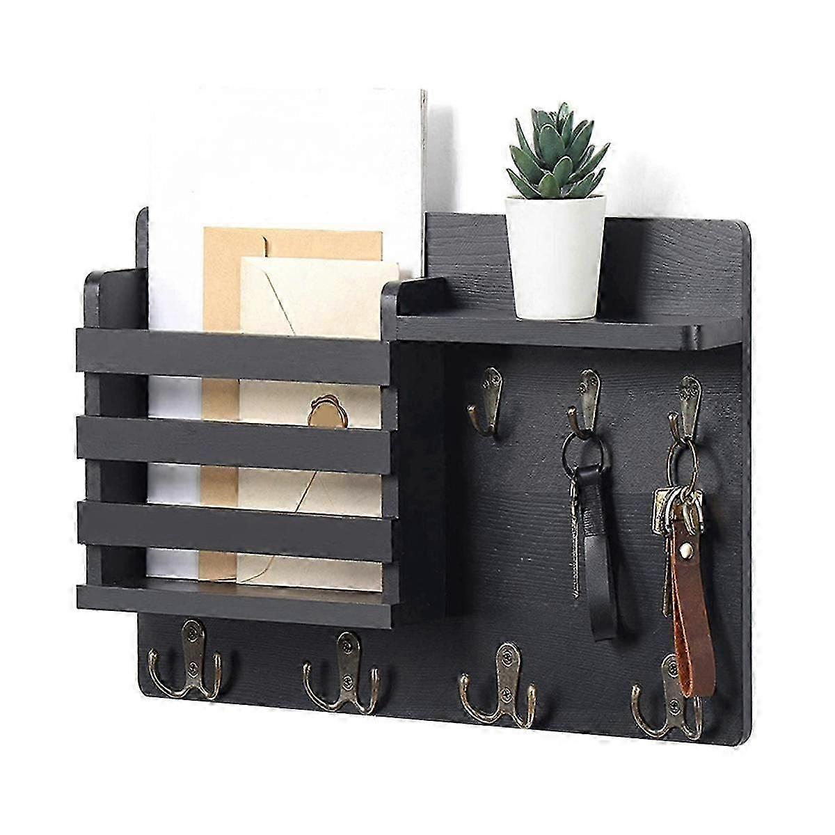 Key and Mail Holder for Wall Mail Organizer Wall Mount with Hooks Easy Installation Key Rack for Entryway and HomeDecorB
