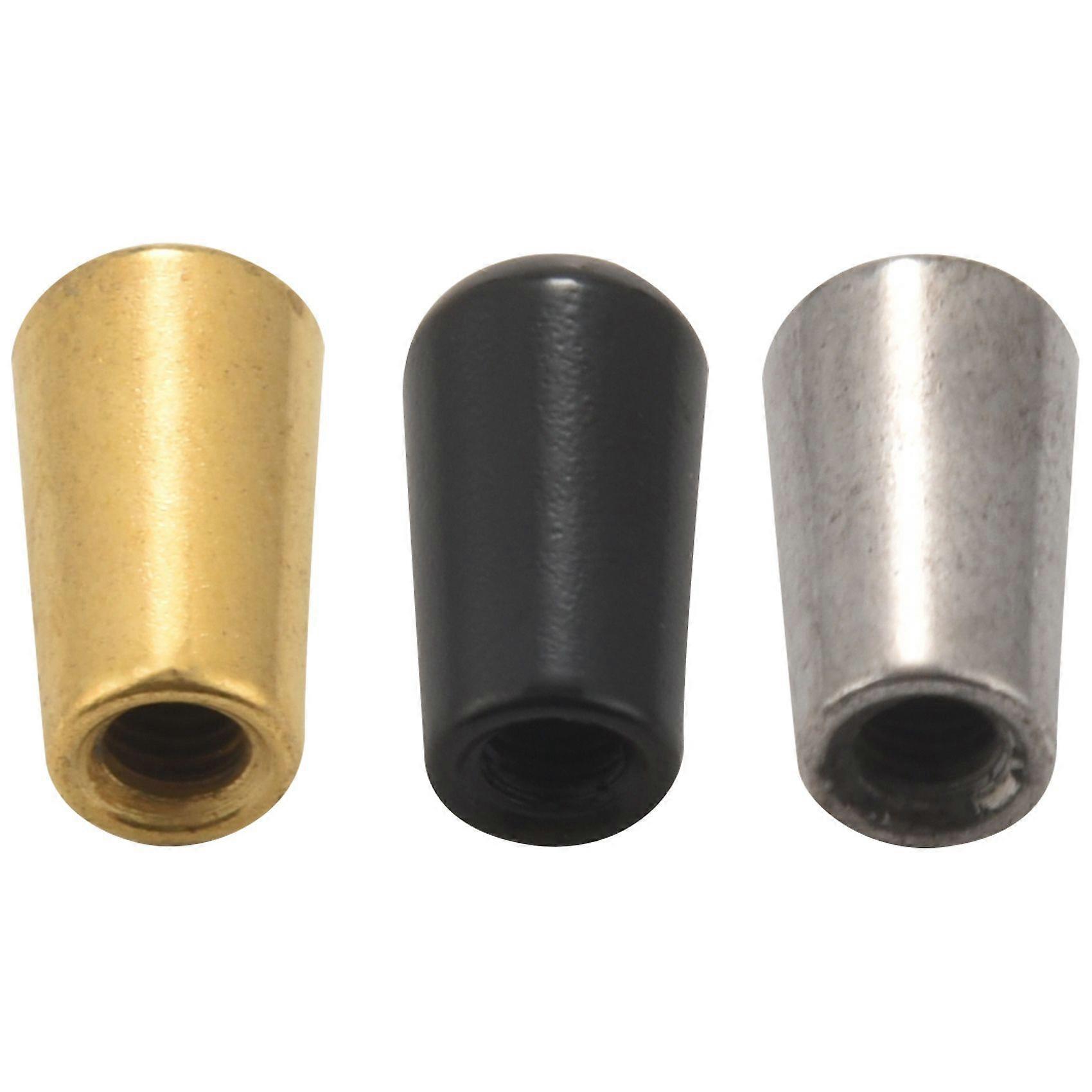 3Pcs Guitar Switch Tip, 3 Way Toggle Switch Knob Tip Cap Copper For Lp Electric Guitar,Silver + -black + Gold