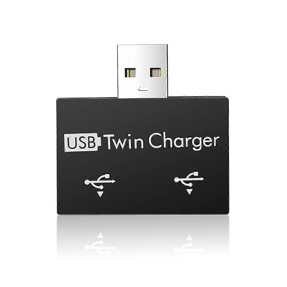 Portable Mini USB Hub To 2 Port Charger Hub Adapter USB Splitter Dual USB Charging Extender for Phone Computer Black