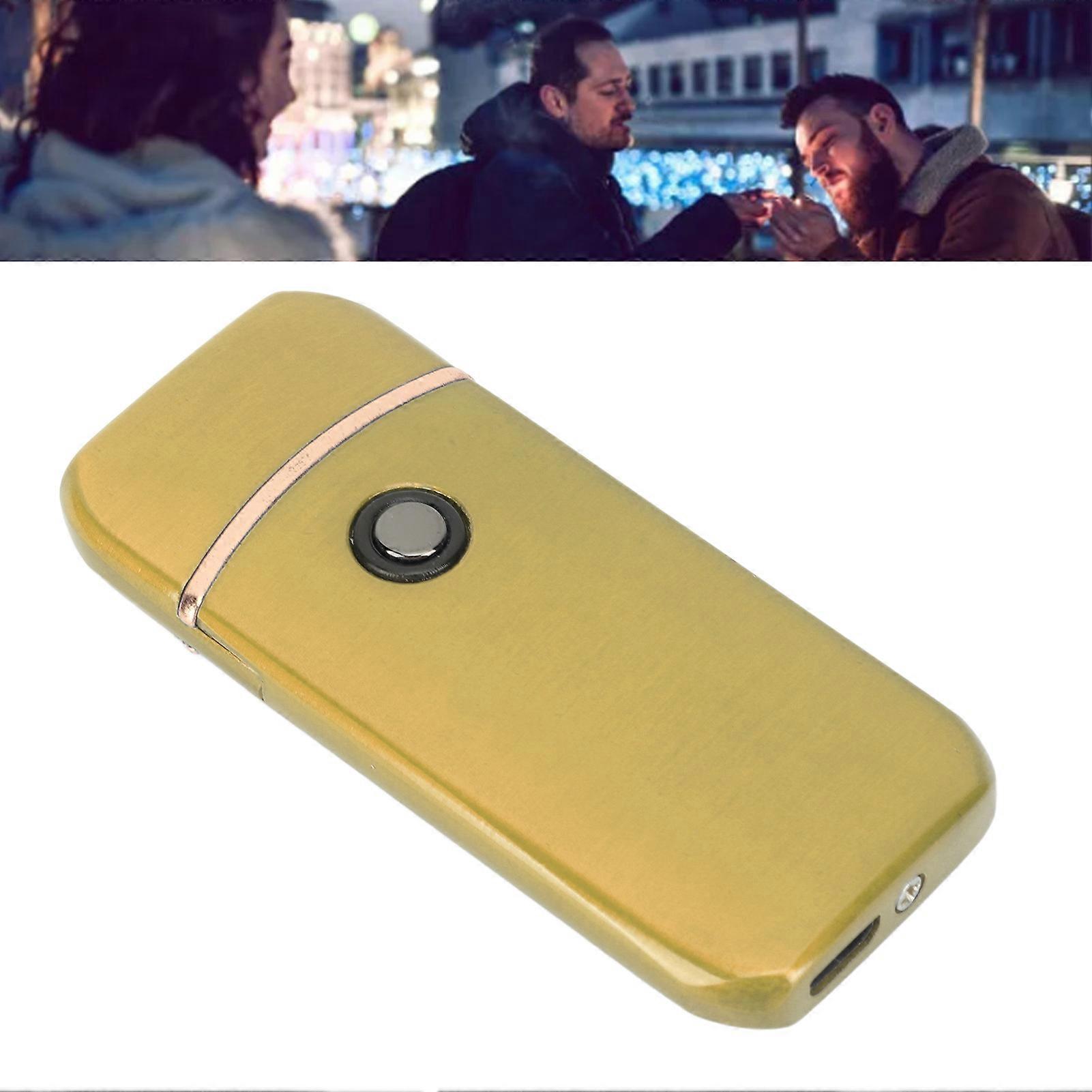 Electric Windproof USB Rechargeable Lighter Gold 220mAh 64g