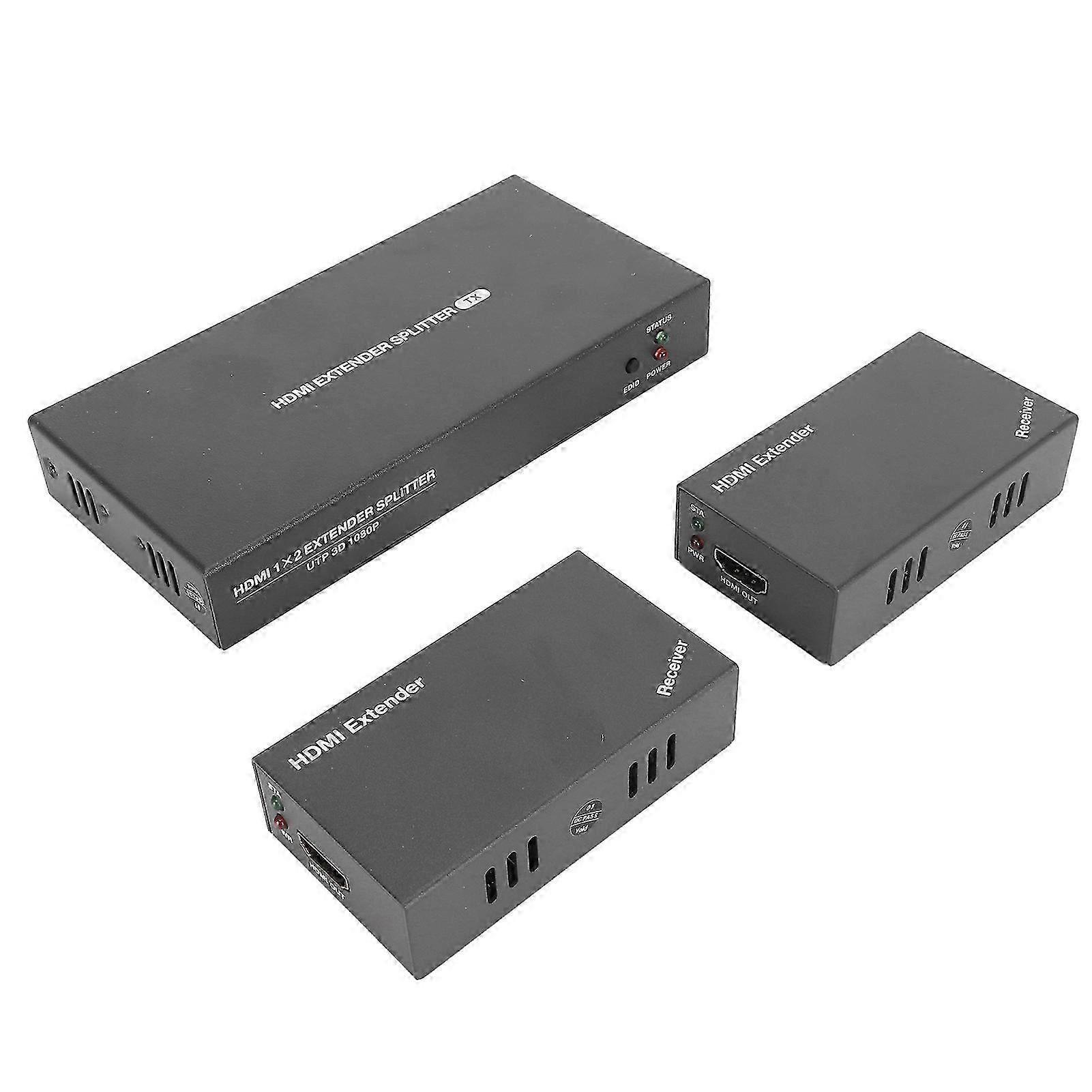 2025 HD Extender Splitter 1 in 2 Out 1080P 60Hz 54.7yd CAT 5e/6/7 POC 1080P Extender with Splitter for Family Office 100240V EU Plug