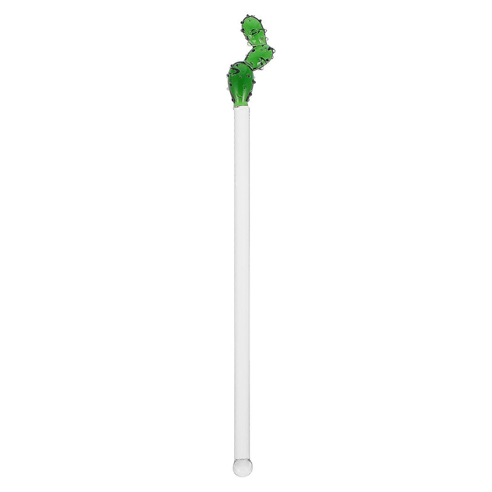Green Glass Stirring Stick for Home Use 1Pcs Cactus Long Handle