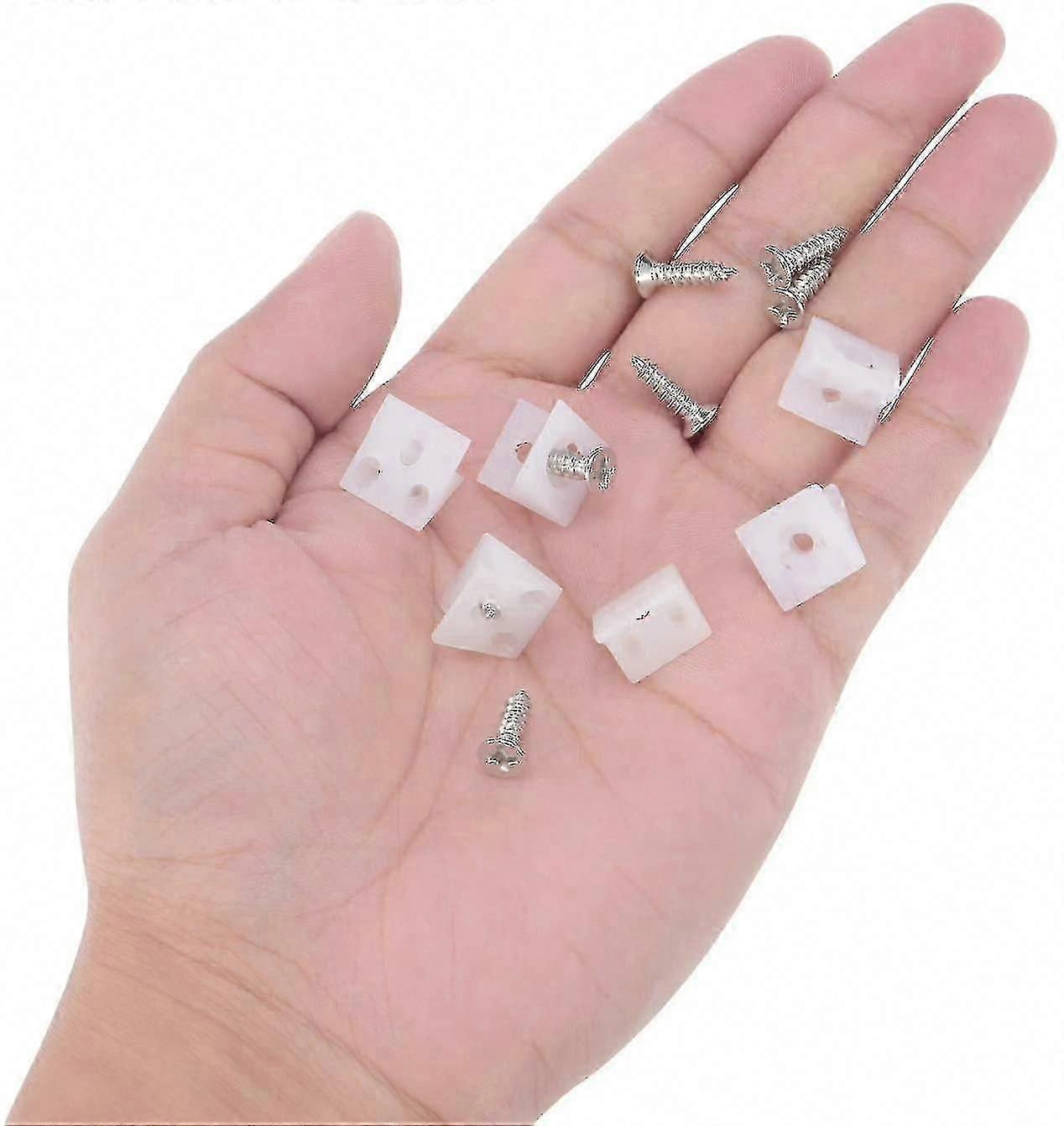 100個の白いプラスチック引き出しアングルブラケット、家具の修理と固定のためのネジ付き
