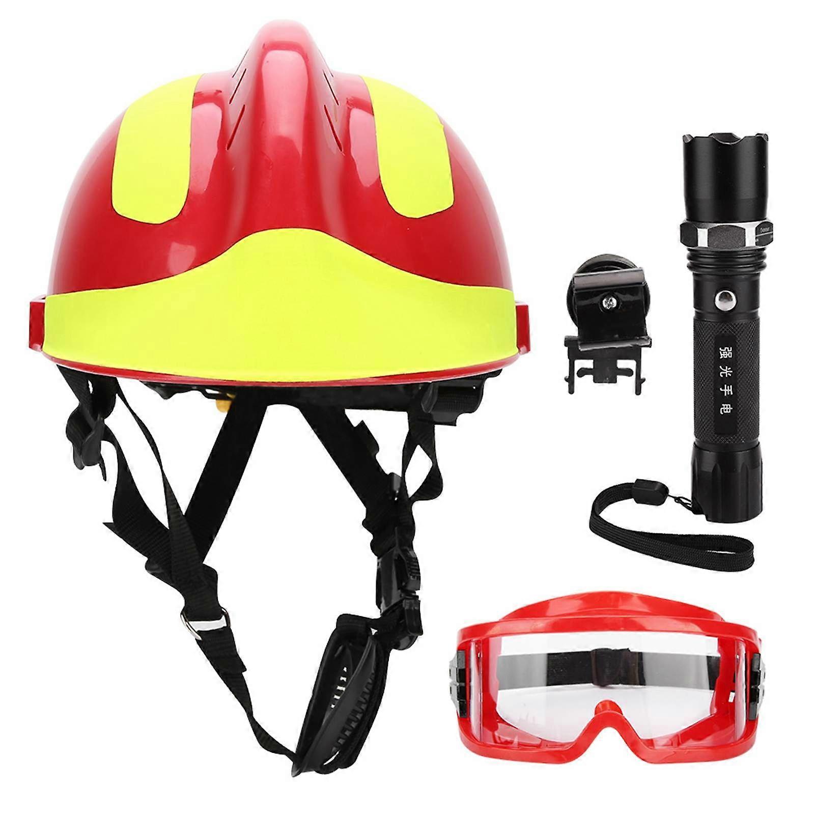 Rescue Safety Helmets Anti Impact Fire Fighter Protection Hard Hat with Headlamp and Goggles