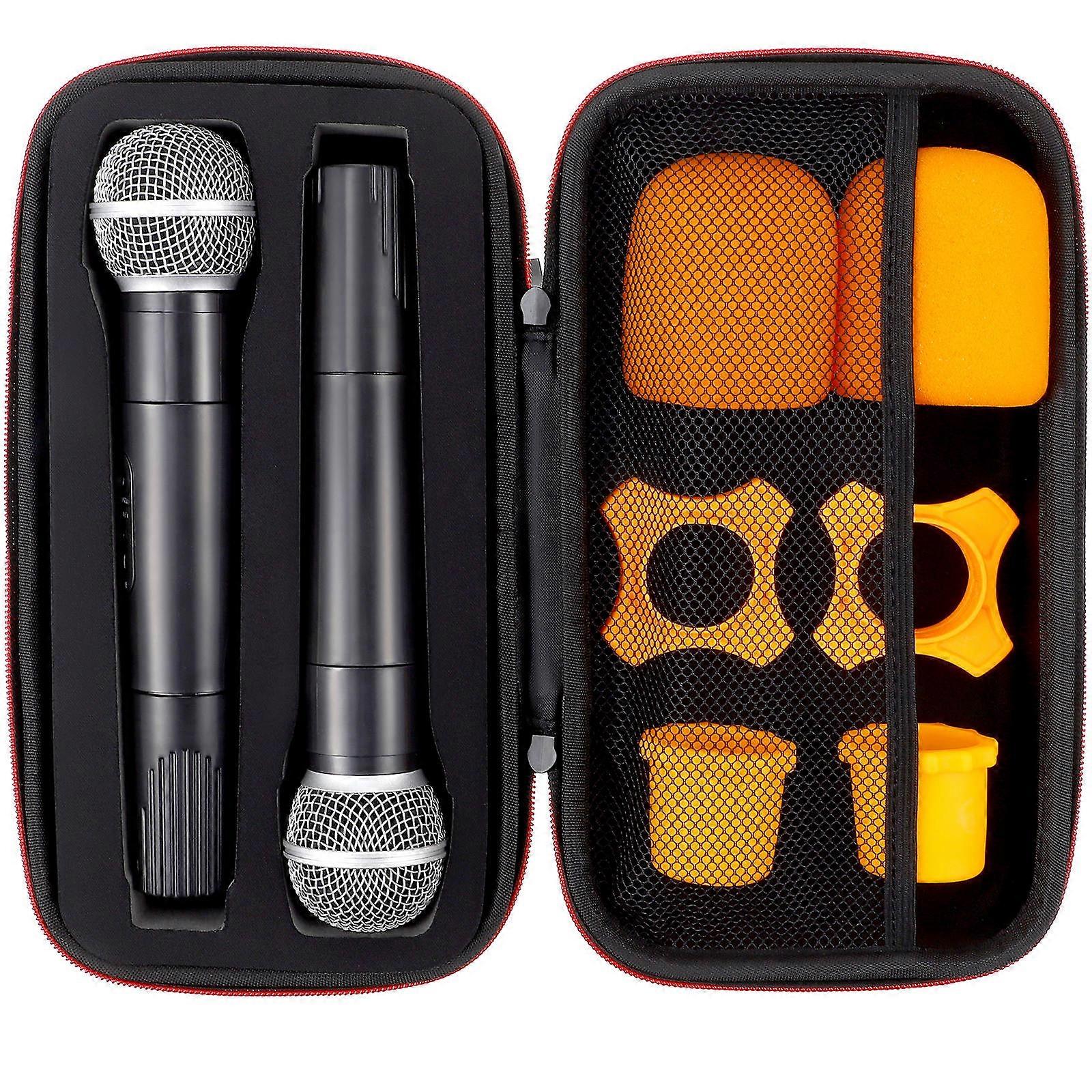Wireless Microphone Storage Case with Sponge Protection 6Pcs Carrying Bag