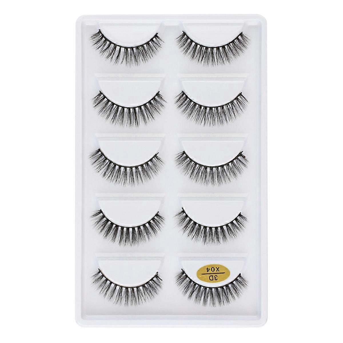 3DX-04 5 Pairs Natural Soft 3D Handmade Fake Eye Lashes Faux