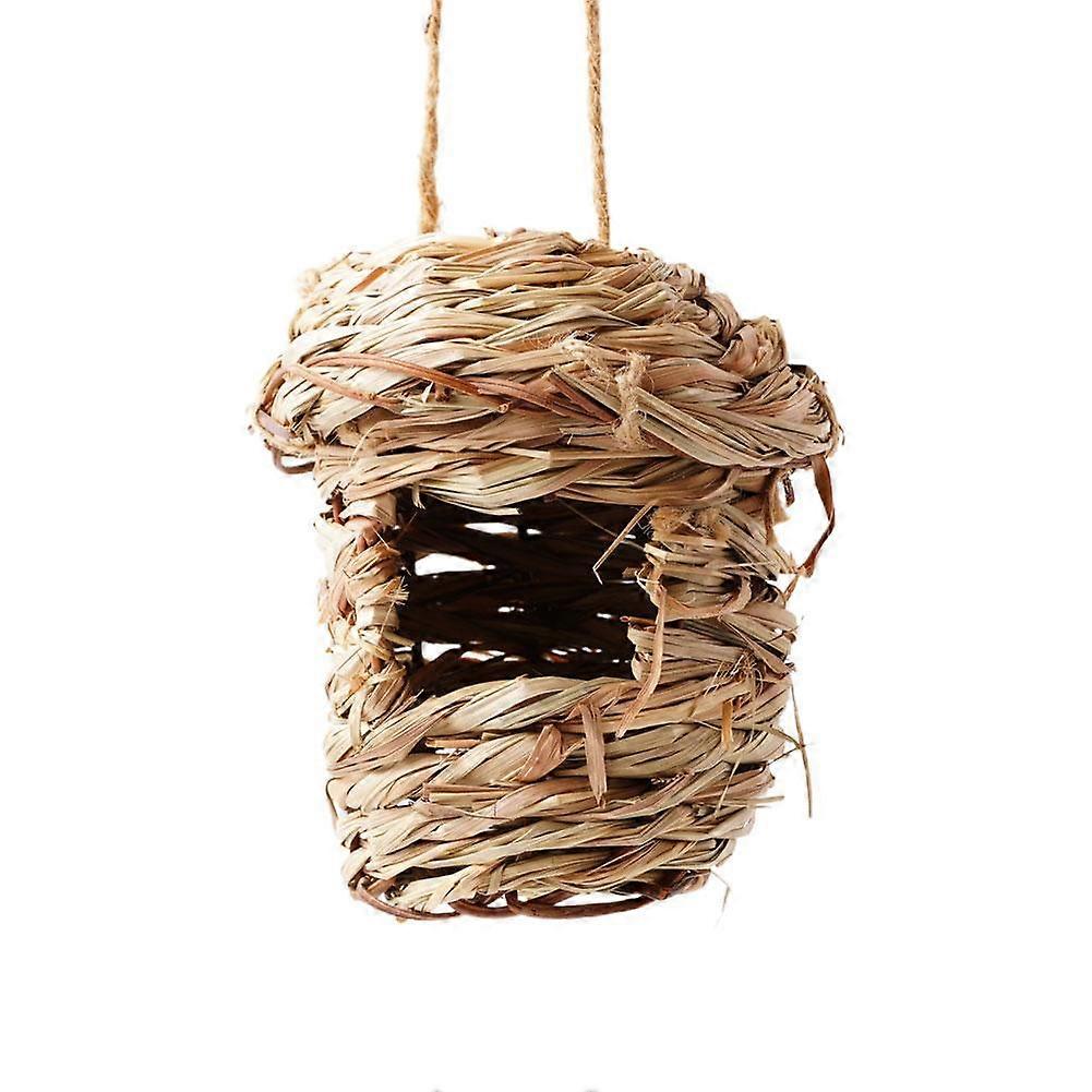 Natural Woven Bird House - Weatherproof Hibiscus Grass Nest With Squirrel-Proof Design