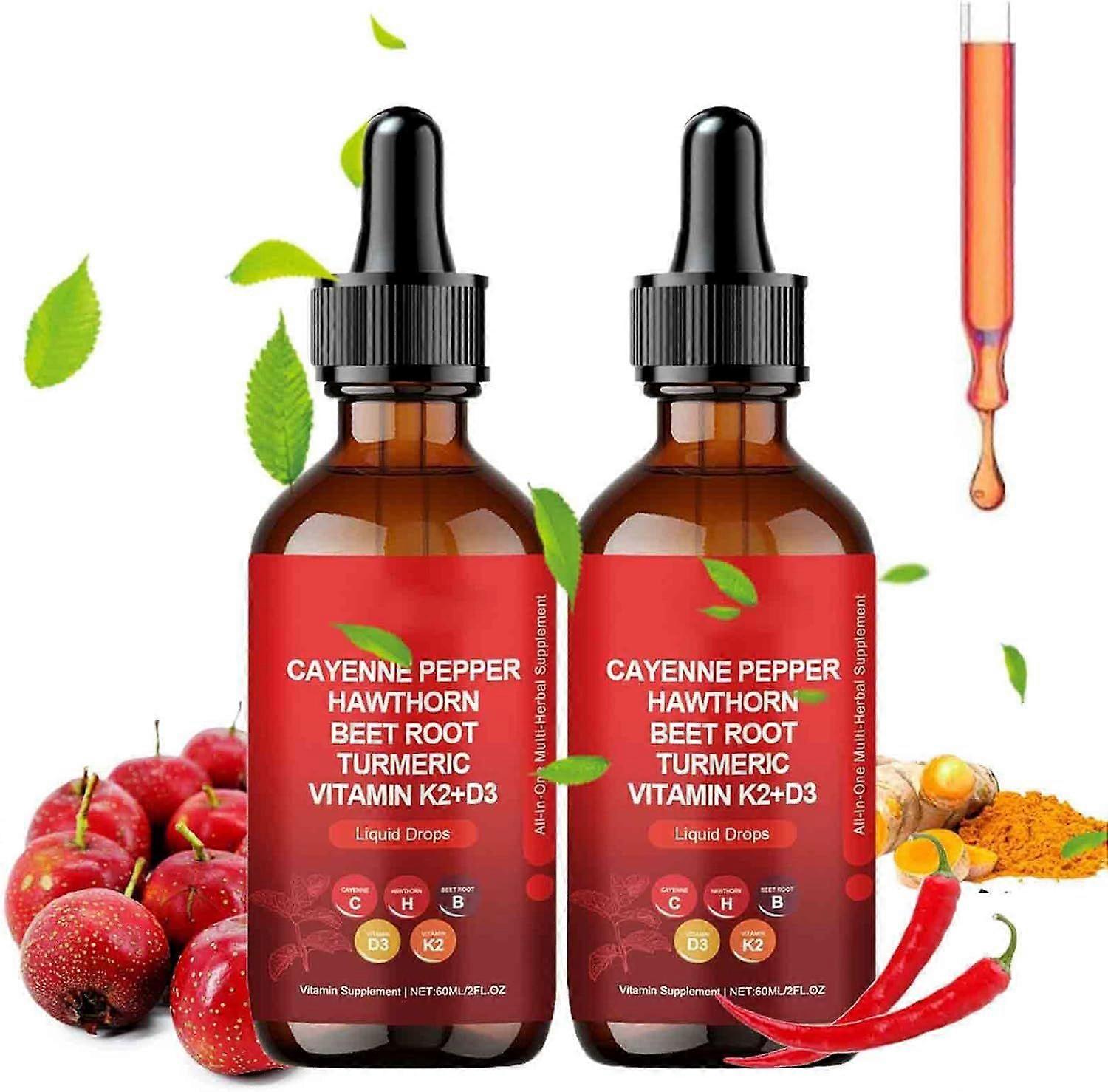 Cayenne Pepper Drops with Hawthorn Beetroot | Turmeric & Vitamin K2 & D3